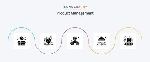 Product Management Glyph 5 Icon Pack Including project. engineer. sprint. automation. time vector