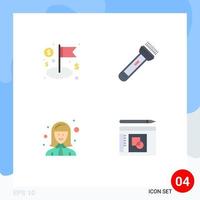 Modern Set of 4 Flat Icons Pictograph of dollar avatar management flash female worker Editable Vector Design Elements