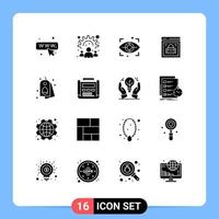 Modern Set of 16 Solid Glyphs and symbols such as easter tag scan web security protected browser Editable Vector Design Elements