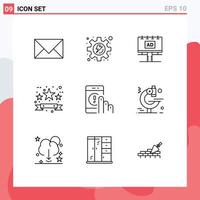 Set of 9 Vector Outlines on Grid for click discount ad commerce advertisment Editable Vector Design Elements