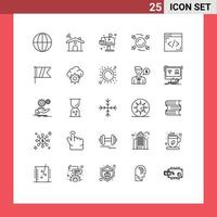 Stock Vector Icon Pack of 25 Line Signs and Symbols for lines coding environment all arrow Editable Vector Design Elements