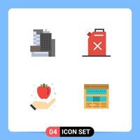 Group of 4 Modern Flat Icons Set for building healthy gasoline apple browser Editable Vector Design Elements