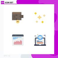 Set of 4 Modern UI Icons Symbols Signs for finance analytics nature planets diagnostic Editable Vector Design Elements