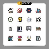 16 Creative Icons Modern Signs and Symbols of ideas plus play interface add Editable Creative Vector Design Elements