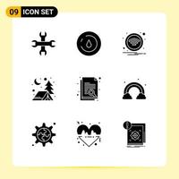 Stock Vector Icon Pack of 9 Line Signs and Symbols for search paper wifi document camp Editable Vector Design Elements