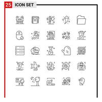Editable Vector Line Pack of 25 Simple Lines of open files career up arrow Editable Vector Design Elements