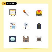 9 Creative Icons Modern Signs and Symbols of gear search percentage report document Editable Vector Design Elements