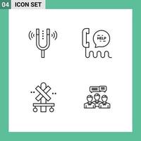 Modern Set of 4 Filledline Flat Colors Pictograph of concert help pitch center sign Editable Vector Design Elements