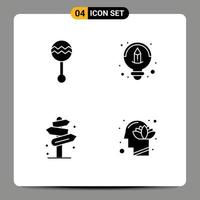 Modern Set of 4 Solid Glyphs Pictograph of audio direction music design sign Editable Vector Design Elements