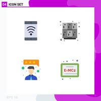 4 Flat Icon concept for Websites Mobile and Apps mobile feedback learn open board Editable Vector Design Elements