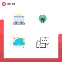 Pictogram Set of 4 Simple Flat Icons of pollution rainy man id chat Editable Vector Design Elements