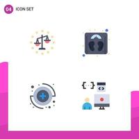 Set of 4 Commercial Flat Icons pack for balance sign law machine coding Editable Vector Design Elements