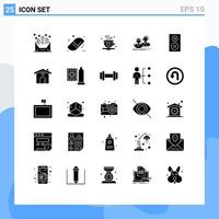 25 Universal Solid Glyph Signs Symbols of devices couple cup group student Editable Vector Design Elements