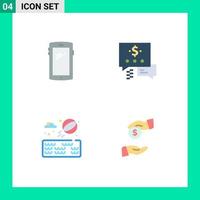 User Interface Pack of 4 Basic Flat Icons of phone water android mail bribe Editable Vector Design Elements