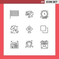 Set of 9 Vector Outlines on Grid for four kite coin tool construction Editable Vector Design Elements