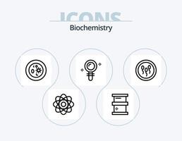 bioquímica línea icono paquete 5 5 icono diseño. bulbo. celúla. química. biología. poción vector