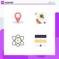 4 Creative Icons Modern Signs and Symbols of location physics breakfast morning connection Editable Vector Design Elements