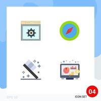 Modern Set of 4 Flat Icons and symbols such as web room internet map return Editable Vector Design Elements