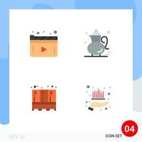 4 Thematic Vector Flat Icons and Editable Symbols of media security play qehwa locker Editable Vector Design Elements