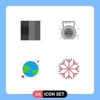 Group of 4 Modern Flat Icons Set for grid snowflake fitness forecast 5 Editable Vector Design Elements