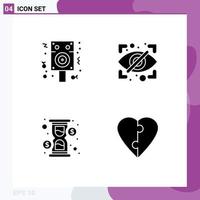 Pack of 4 creative Solid Glyphs of speaker hour party private cash Editable Vector Design Elements