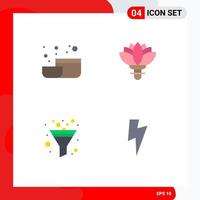 Pack of 4 creative Flat Icons of bowl sort flower spring power Editable Vector Design Elements