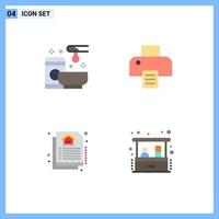 Set of 4 Commercial Flat Icons pack for relax estate wax printing investment Editable Vector Design Elements