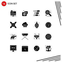 16 Universal Solid Glyphs Set for Web and Mobile Applications connection fan mail cooler search Editable Vector Design Elements