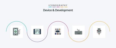 Device And Development Line Filled Flat 5 Icon Pack Including multimedia. education. algorithm. hardware. key vector