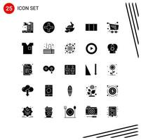 Modern Set of 25 Solid Glyphs and symbols such as clothes basket baby shopping cart Editable Vector Design Elements