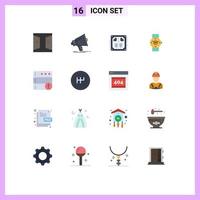 Set of 16 Modern UI Icons Symbols Signs for time watch media drinks celebration Editable Pack of Creative Vector Design Elements