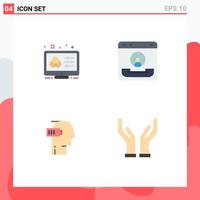 Editable Vector Line Pack of 4 Simple Flat Icons of creative help control center exhaustion Editable Vector Design Elements