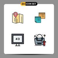 Filledline Flat Color Pack of 4 Universal Symbols of location pages hotel note aspect ratio Editable Vector Design Elements