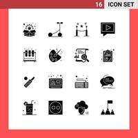 Modern Set of 16 Solid Glyphs and symbols such as study tubes paling test mail Editable Vector Design Elements