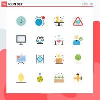 Set of 16 Modern UI Icons Symbols Signs for electric waste business pollution earth Editable Pack of Creative Vector Design Elements