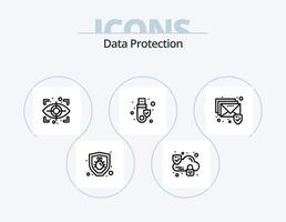 datos proteccion línea icono paquete 5 5 icono diseño. . cerrar con llave. bicho. nube. Internet vector