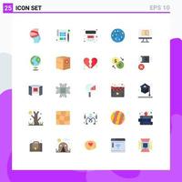 Flat Color Pack of 25 Universal Symbols of computer network sheet internet medical Editable Vector Design Elements