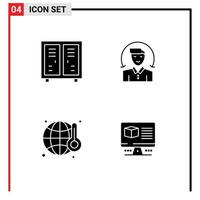 Editable Vector Line Pack of 4 Simple Solid Glyphs of activities gas closet male waste Editable Vector Design Elements