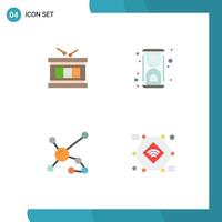 4 Flat Icon concept for Websites Mobile and Apps drum atom parade laboratory biology Editable Vector Design Elements