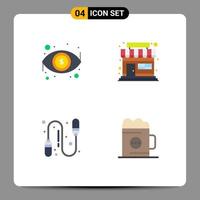 User Interface Pack of 4 Basic Flat Icons of dollar jump rope view store beer Editable Vector Design Elements