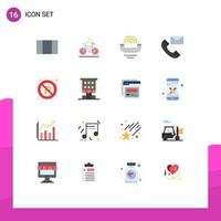 Modern Set of 16 Flat Colors and symbols such as no contacts help contact us communication Editable Pack of Creative Vector Design Elements