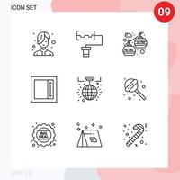 Set of 9 Commercial Outlines pack for candy celebration chair lift light ball decoration Editable Vector Design Elements
