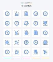 Creative Ui Essentials 25 Blue icon pack  Such As connection. buffer. ui. save. floppy vector