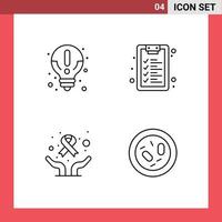 Set of 4 Modern UI Icons Symbols Signs for about cancer day knowledge learning bacterium Editable Vector Design Elements