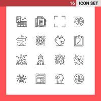 Group of 16 Modern Outlines Set for camping endless full disruptive circulation Editable Vector Design Elements