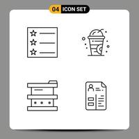 4 Creative Icons Modern Signs and Symbols of layout laboratory drink biology cv Editable Vector Design Elements