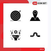 Set of 4 Commercial Solid Glyphs pack for creative flowers target map roses Editable Vector Design Elements
