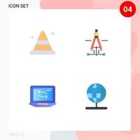 Set of 4 Commercial Flat Icons pack for alert network road education hardware Editable Vector Design Elements