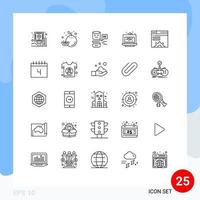 Group of 25 Lines Signs and Symbols for data cake conversational interfaces cafe baking Editable Vector Design Elements