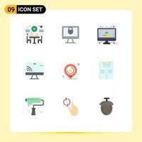 Stock Vector Icon Pack of 9 Line Signs and Symbols for marketing location account wifi monnitor Editable Vector Design Elements